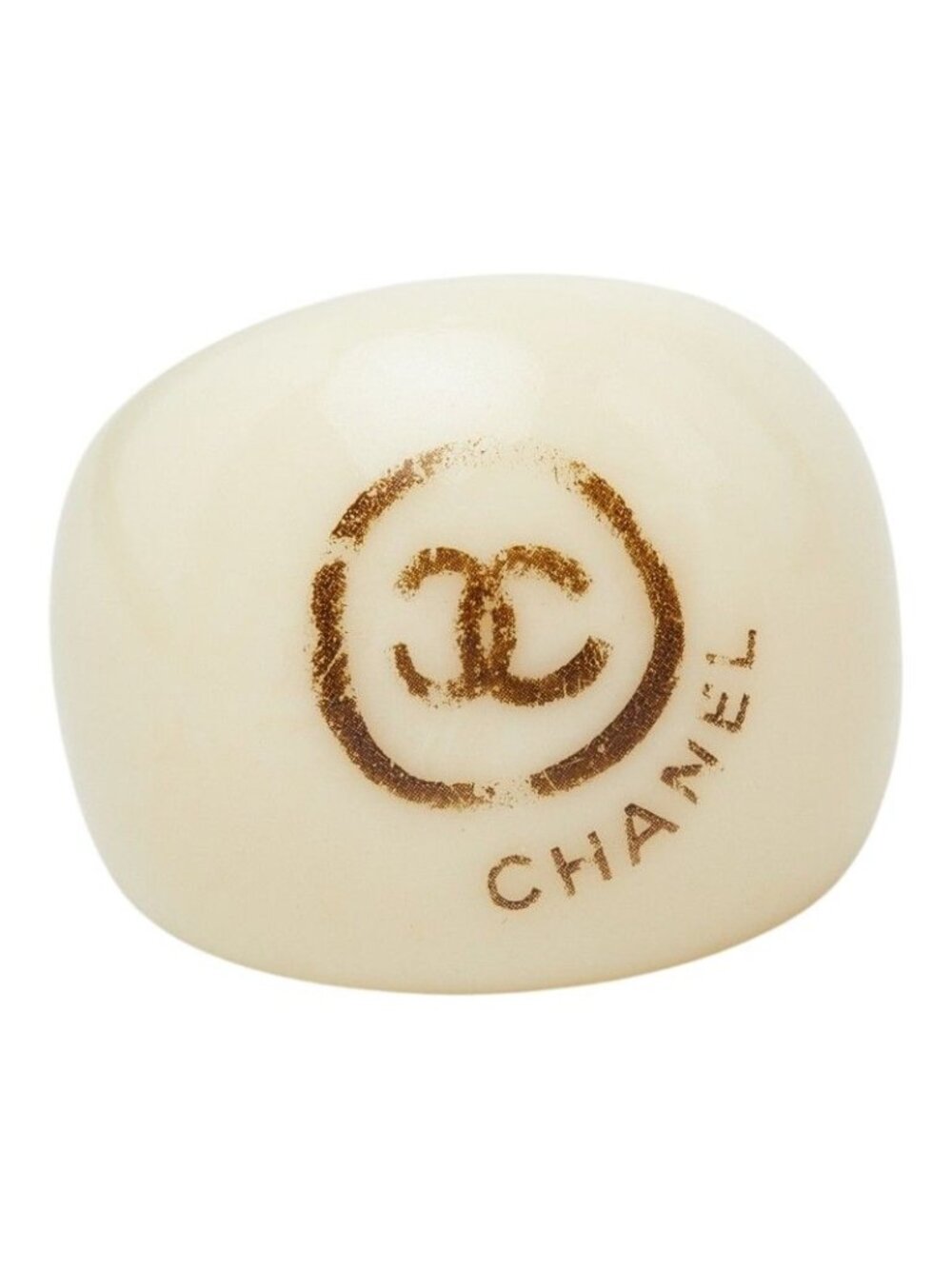 Chanel CC Logo Ring Ivory Plastic